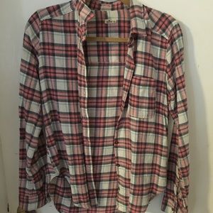 Pink White and Grey Hollister Flannel